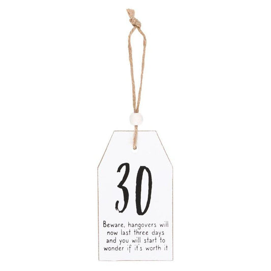 30 Milestone Birthday Hanging Sentiment Sign - DuvetDay.co.uk