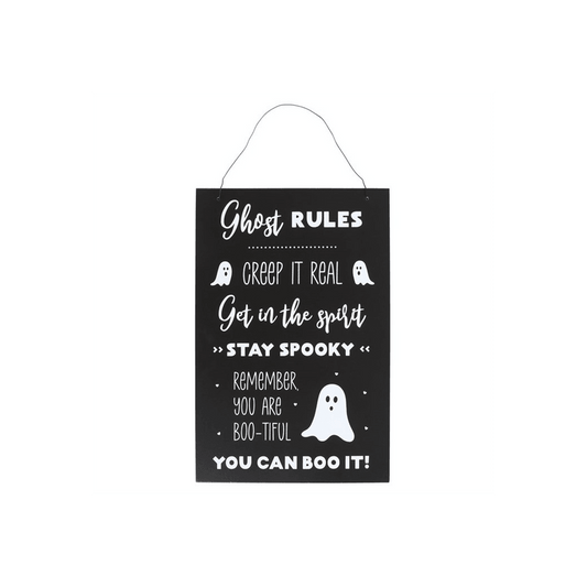 30cm Ghost Rules Hanging Sign - DuvetDay.co.uk
