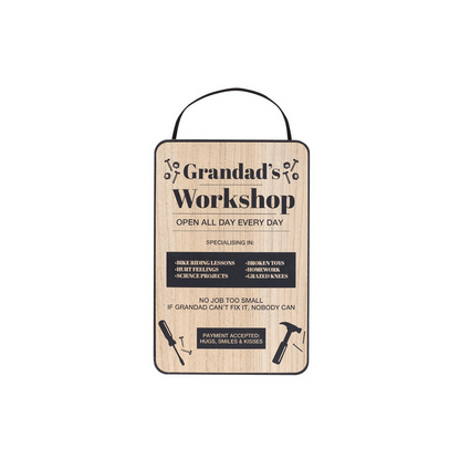 30cm Grandad's Workshop Hanging Sign - DuvetDay.co.uk