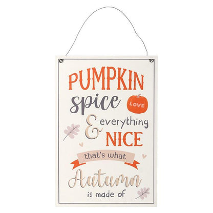 30cm Pumpkin Spice Hanging Sign - DuvetDay.co.uk