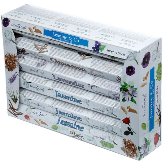 37332 Stamford Hex Incense Sticks 12 Pack Variety Set - Jasmine & Co - DuvetDay.co.uk