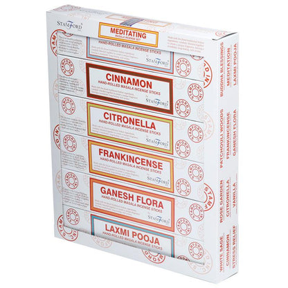 37362 Stamford Masala Incense Sticks 12 Pack Set - Meditating - DuvetDay.co.uk