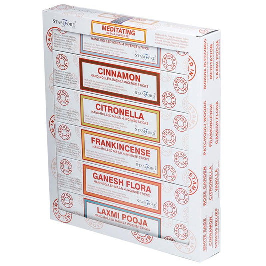 37362 Stamford Masala Incense Sticks 12 Pack Set - Meditating - DuvetDay.co.uk