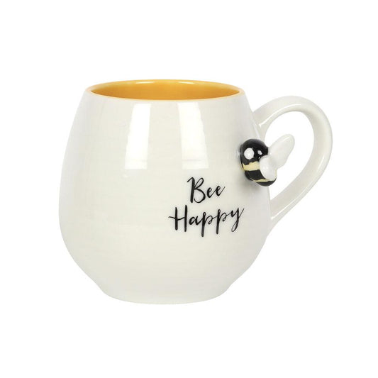 3D Bee Happy Rounded Mug