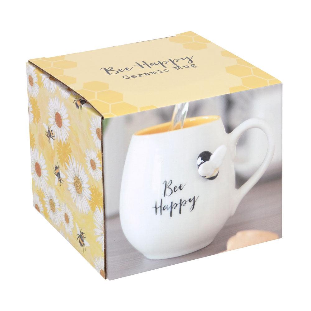 3D Bee Happy Rounded Mug - DuvetDay.co.uk