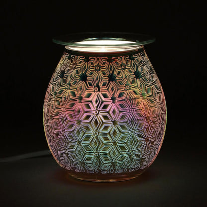 3D Geometric Flower Light Up Electric Oil Burner - DuvetDay.co.uk
