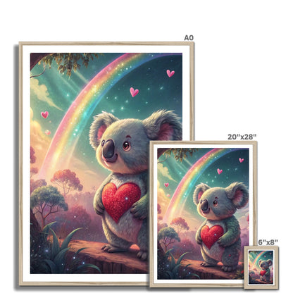 Koala Cute Love Heart Rainbow Framed Print