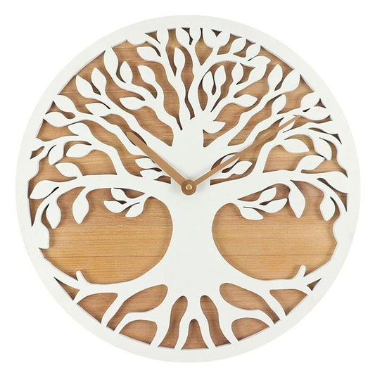 40cm White Tree of Life Cut Out Clock - DuvetDay.co.uk