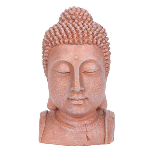 41cm Terracotta Effect Buddha Head Ornament - DuvetDay.co.uk
