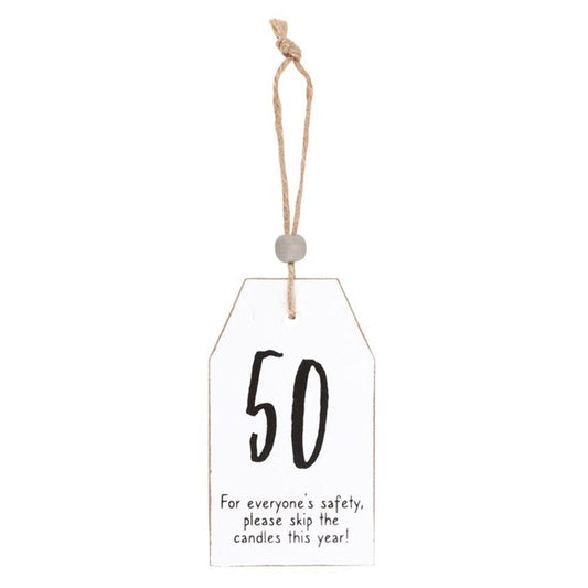 50 Milestone Birthday Hanging Sentiment Sign - DuvetDay.co.uk