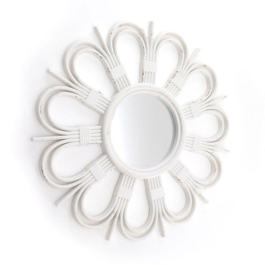 50cm Rattan Style Flower Mirror - DuvetDay.co.uk