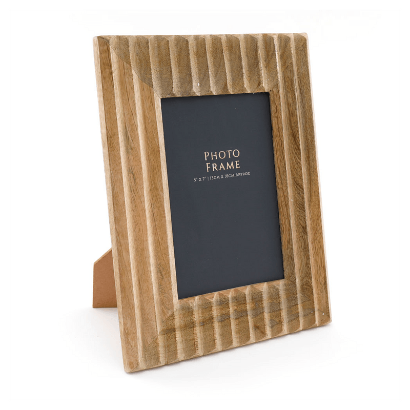 5X7in Ribbed Wooden Photo Frame - DuvetDay.co.uk