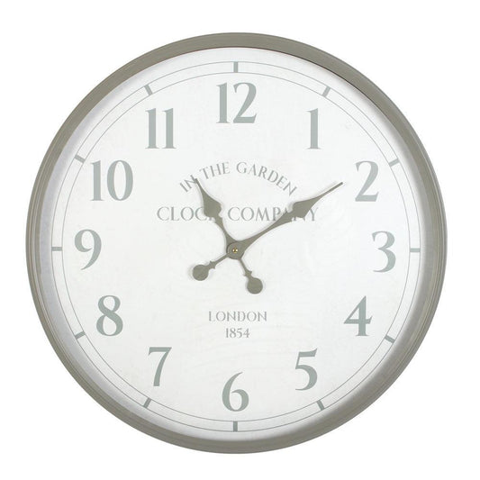 60cm Grey Garden Clock with Glass