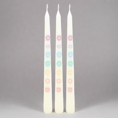 Set of 3 Chakra Balancing Taper Dinner Candles - DuvetDay.co.uk