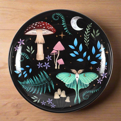 Round Dark Forest Print Trinket Dish - DuvetDay.co.uk