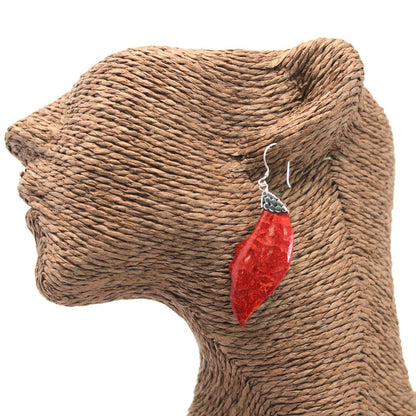 925 Silver Earrings - Leaf Drop - DuvetDay.co.uk