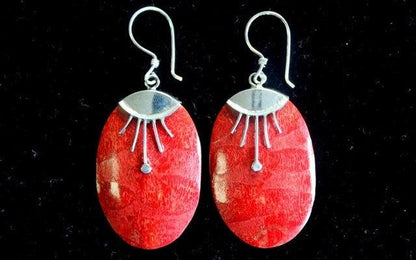 925 Silver Earrings - Oval Décor - DuvetDay.co.uk
