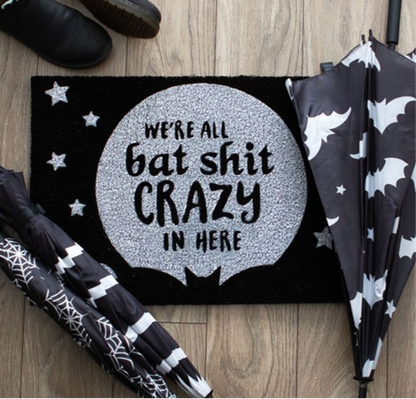 Black Bat Shit Crazy Doormat - DuvetDay.co.uk
