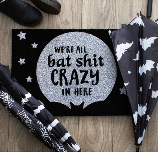 Black Bat Shit Crazy Doormat - DuvetDay.co.uk