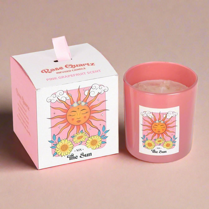 The Sun Rose Quartz Crystal Chip Candle - DuvetDay.co.uk