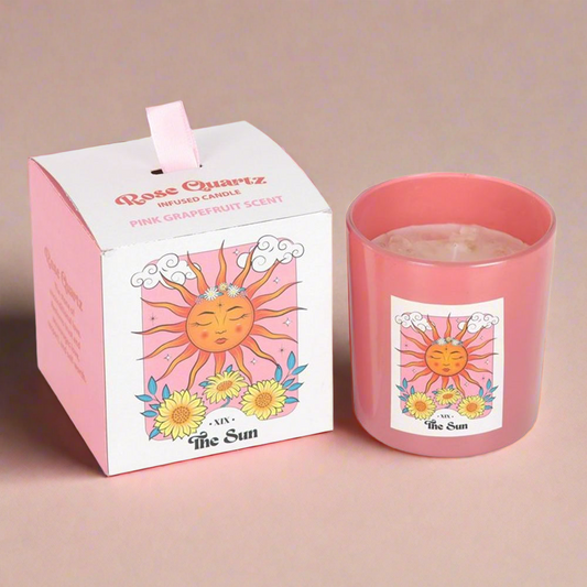 The Sun Rose Quartz Crystal Chip Candle - DuvetDay.co.uk