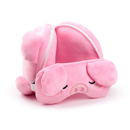 Relaxeazzz Travel Pillow & Eye Mask - Oliver the Pig - DuvetDay.co.uk