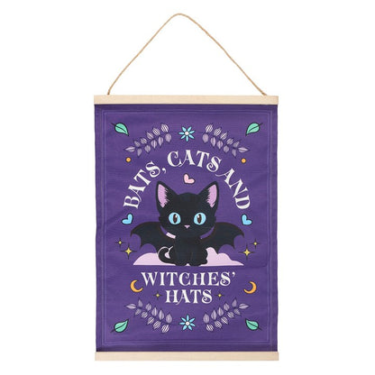 Bats, Cats and Witches Hats Fabric Wall Hanging