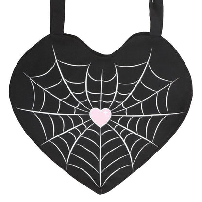 Spiderweb Heart Satin Tote Bag
