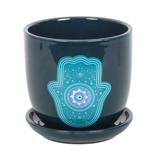 Hand of Hamsa Ceramic Plant Pot