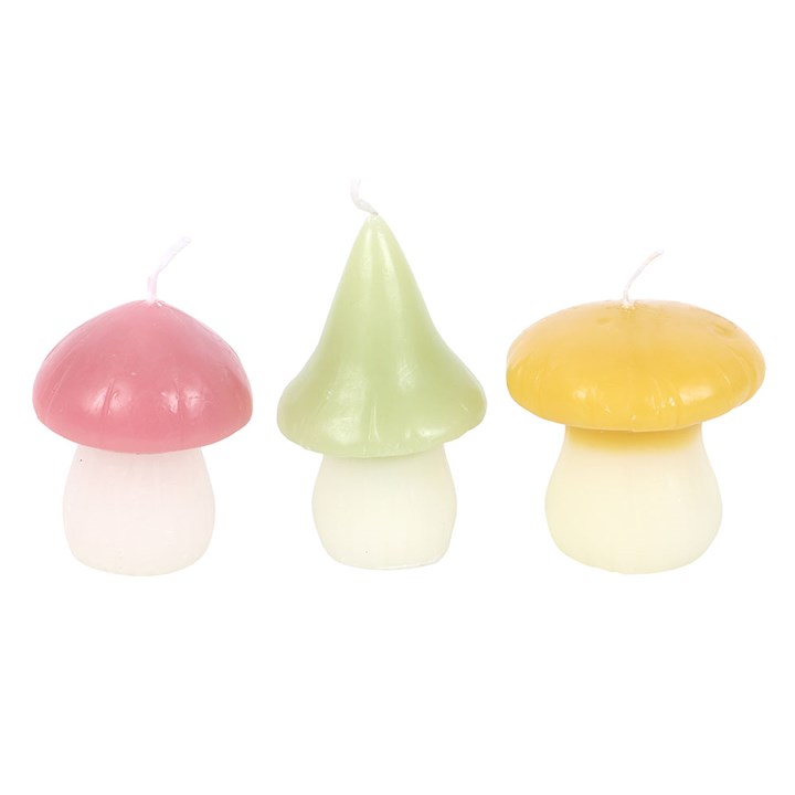 Set of 3 Pastel Mushroom Candles
