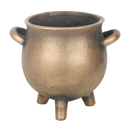 Herbal Magic Bronze Effect Terracotta Cauldron Plant Pot