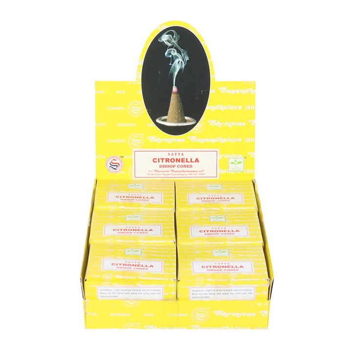 Set of 12 Citronella Dhoop Incense Cones by Satya (6/30)