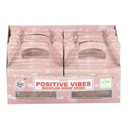Set of 6 Positive Vibes Backflow Dhoop Incense Cones by Satya (6/30)