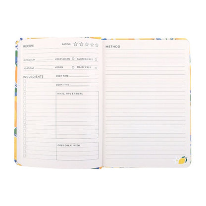 Italian Lemon Print A5 Recipe Journal