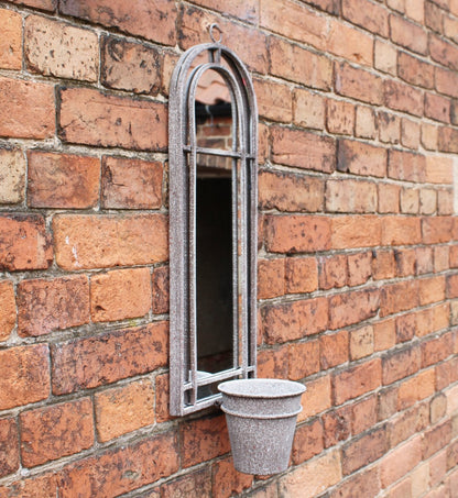 Metal Wall Mirror with Planter
