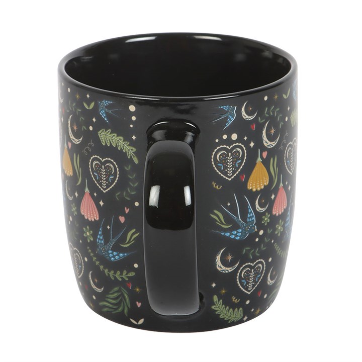Black Midnight Bloom Print Mug