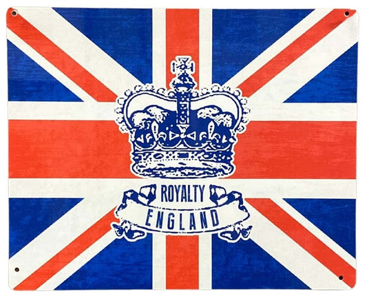 Metal Advertising Wall Sign - Grunge British With Crown