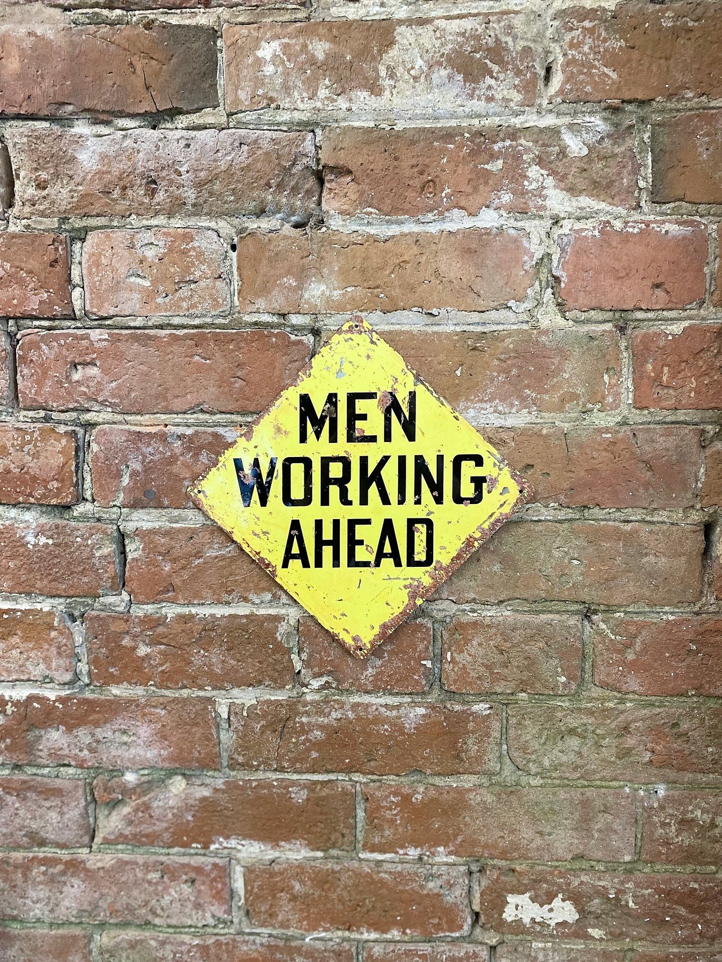 Metal Square Wall Sign - Men At Work