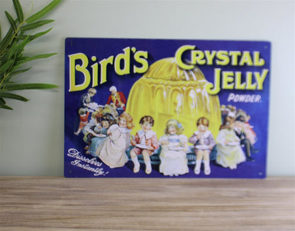 Vintage Metal Sign - Retro Advertising - Birds Crystal Jelly Powder