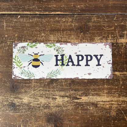 Vintage Metal Sign - Bee Happy Wall Sign