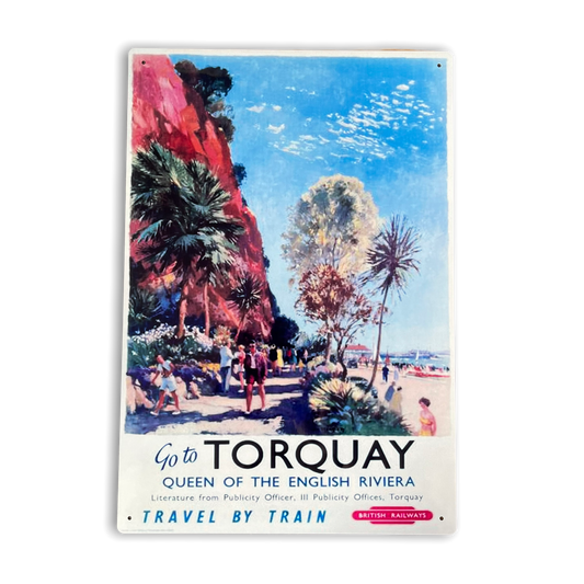 Vintage Metal Sign - British Railways Retro Advertising, Torquay Queen Of The English Riviera