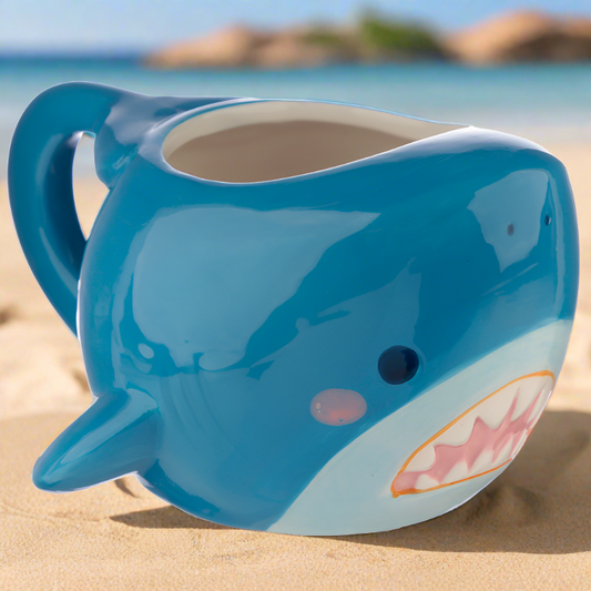 Ceramic Shaped Head Mug - Shark Café