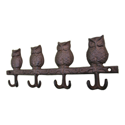 Rustic Cast Iron Wall Hooks, Owls
