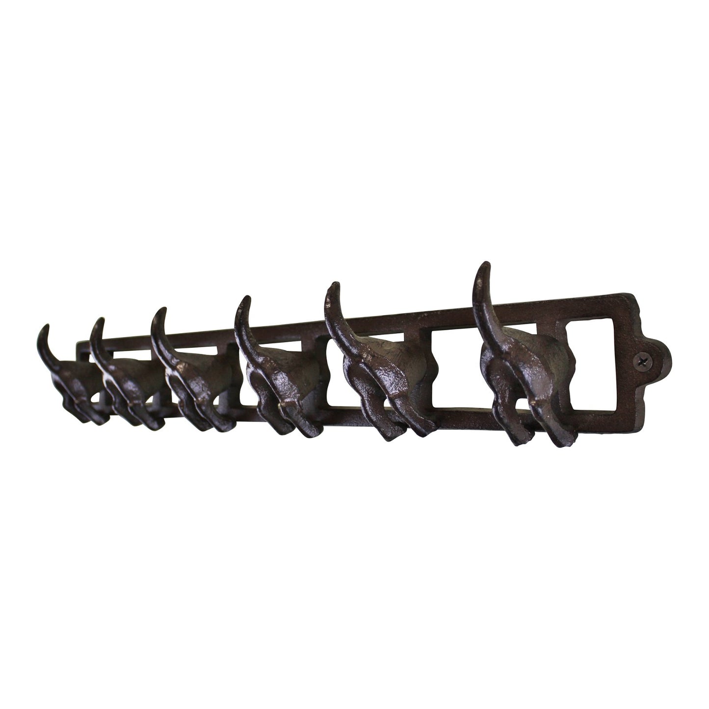 Rustic Cast Iron Wall Hooks, Dog Tail Design With 6 Hooks