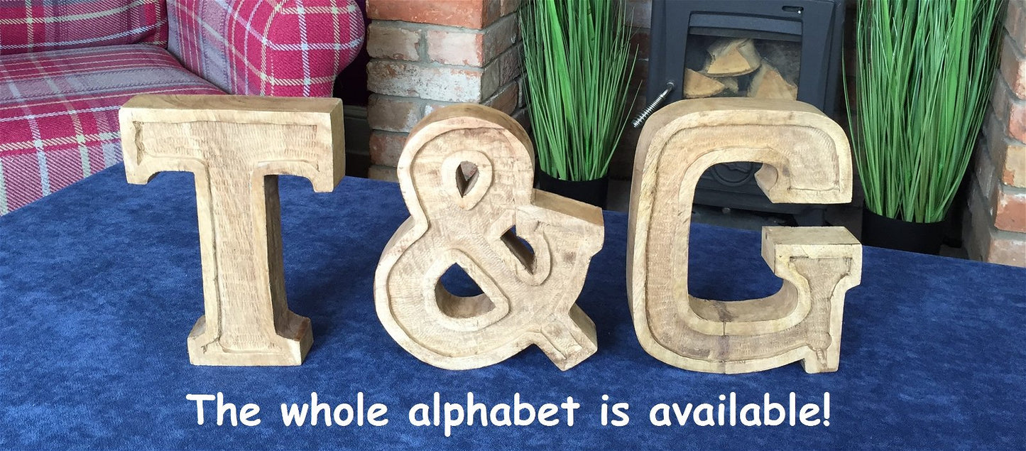 Hand Carved Wooden Embossed Letter A