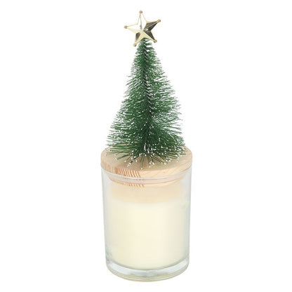 Holly Jolly Pine & Fir Glass Candle with Tree