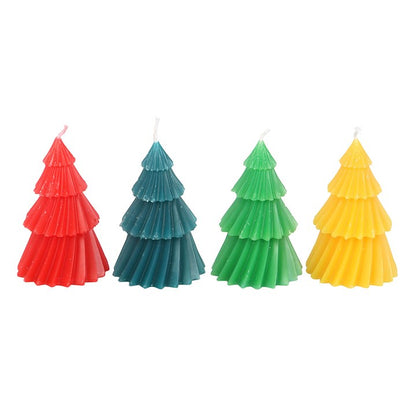 Set of 4 Colourful Christmas Tree Candles