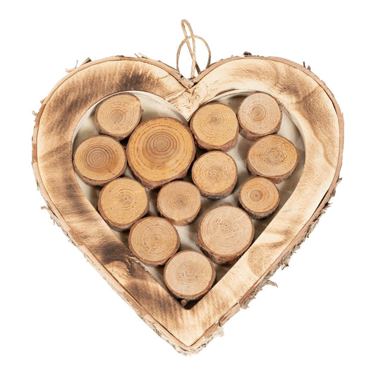 Wooden Hanging Heart With Burnt Effect 28cm