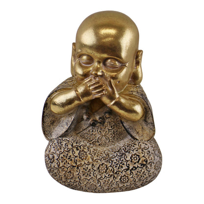 Set of 3 Gold Buddha Ornaments, See No Evil, Hear No Evil, Speak No Evil