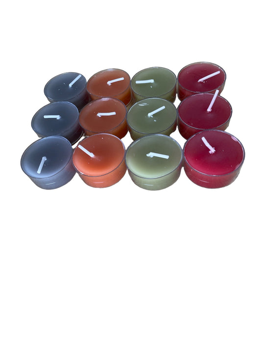 Multi Coloured Patterned Scented Tea Light Candles, Pack of 12